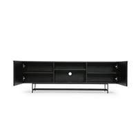 Chalet meuble TV bois noir et métal noir 150