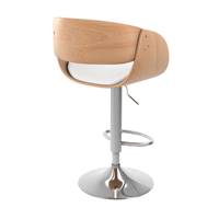 Zunilda chaise de bar mi-hauteur en PU blanc et bois clair
