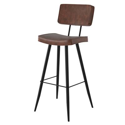 Birmingham chaise de bar en cuir synthétique marron H76