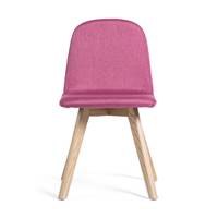 Basi chaise tissu rose, pieds frne clair