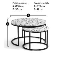 Como ensemble tables basses gigognes terrazo et métal noir
