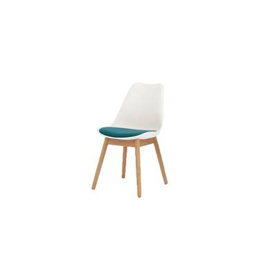 Thelma chaise bois de chêne blanc et plastique bleu