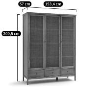 Soltice armoire 3 portes pin massif et cannage