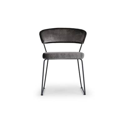 Tya chaise velours gris et pieds métal noir