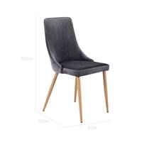 Tanya chaise en velours gris foncé pieds métal effet bois