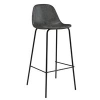 Vladi chaise de bar vintage en cuir synthétique gris noir H75