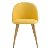 Bennette chaise en tissu jaune et pieds en métal effet bois
