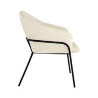 Laurette chaise tissu bouclé blanc et métal noir