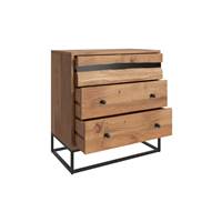 Zen commode en bois d'acacia massif et métal, 3 tiroirs