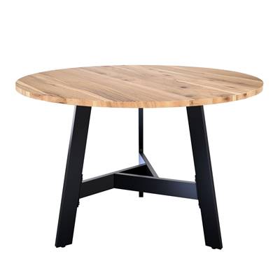 Vida table à manger ronde en bois d'acacia et métal noir 4 personnes ø115