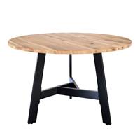 Vida table à manger ronde en bois d'acacia et métal noir 4 personnes ø115