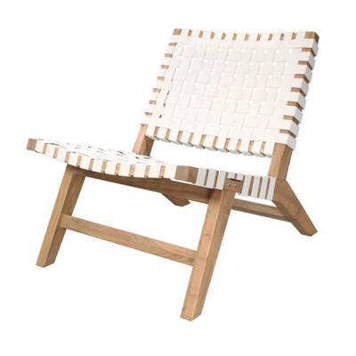 Zuma fauteuil d'extérieur en teck et tissu blanc