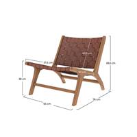 Essa fauteuil en teck et cuir tressé marron