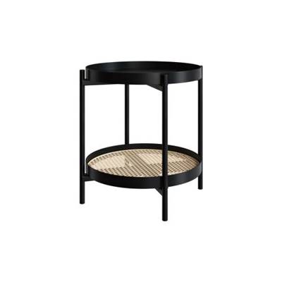 Cedak table d'appoint en rotin et métal noir