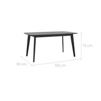 Erren table à manger rectangulaire en bois noir 6 personnes L150