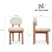 Claudie chaise en tissu bouclé blanc avoine et pied chêne