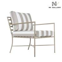 Liberty fauteuil extérieur en métal taupe et tissu à rayures