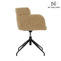 Baita chaise de bureau rotative en tissu tweedé jaune miami et métal noir