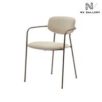 Velura chaise empilable en tissu beige déperlant métal cuivré