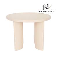 Gisele table à manger ronde 4 personnes bois peint beige glossy