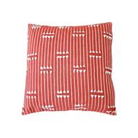 Chik coussin carré 40x40 coton rouge mini franges blanches