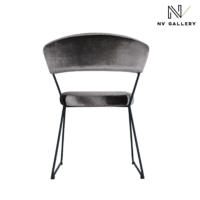 Ciselia chaise velours gris graphite métallique et métal noir