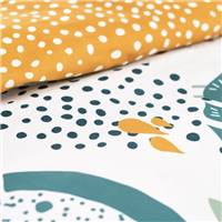 Sunshine parure de lit 220x240 coton imprimé feuille jaune et bleu 11.52