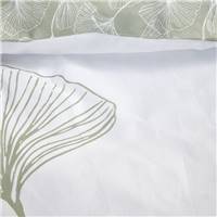 Sunshine parure de lit 220x240 blanche coton imprimé ginkgo vertes 16.15