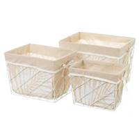 Bohai lot de 3 paniers en métal blanc et tissu sable feuillage