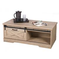 Manhattan table basse ranch 1 porte coulissante bois L117cm