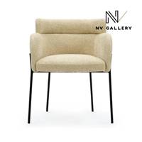 Baita chaise en tissu tweed sable et métal noir