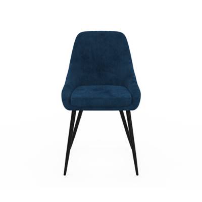 Elena chaise en velours bleu canard et métal noir