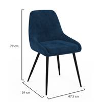 Elena chaise en velours bleu canard et métal noir