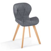 Elova chaise en tissu gris foncé dossier arrondi pieds bois