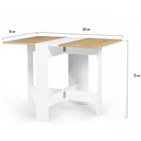 Onega table console pliable blanc et bois