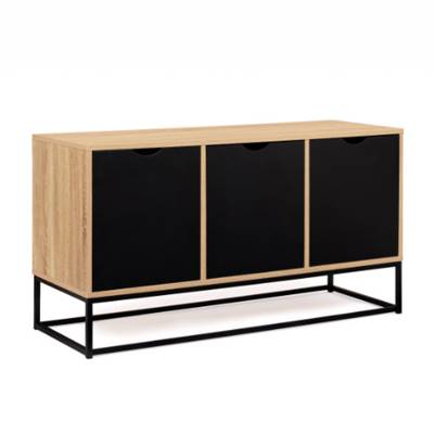 Kalma buffet 3 portes en bois et métal noir