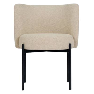 Gilo chaise en tissu beige sésame et métal noir