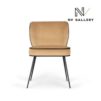 Valo chaise en velours camel et métal noir