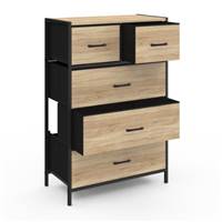 Opus commode chiffonnier 5 tiroirs bois et noir