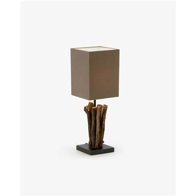 Lucide lampe de table en bois rouge et bois d'hévéa