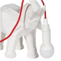 Elfy lampe de table en polyurésine éléphant blanc câble rouge H25cm