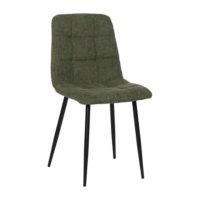 Nancy chaise matelassée vert en tissu grosse maille pieds métal