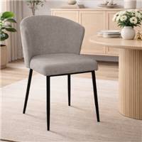 Bardo chaise dossier incurvé en tissu gris clair