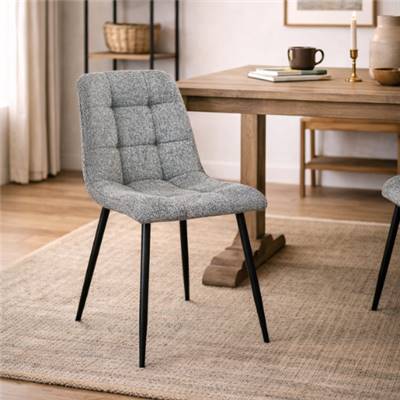 Mantis chaise matelassée marbrée en tissu vert/gris pieds métal
