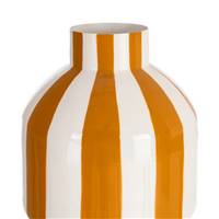 Zebri petit vase blanc à rayures moutardes H20cm
