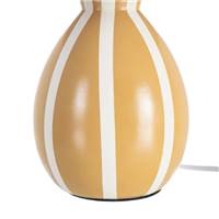 Samine lampe à poser en céramique moutarde rayé blanc abat-jour tissu H30cm