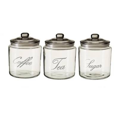 Didu lot de 3 pots de conservation en verre et couvercle argenté