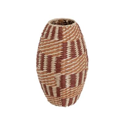 Fipiétal vase fibres naturelles de jonc métal et papier