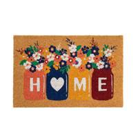 Jarry tapis fibre de coco HOME fleurs en jarre 60x40cm