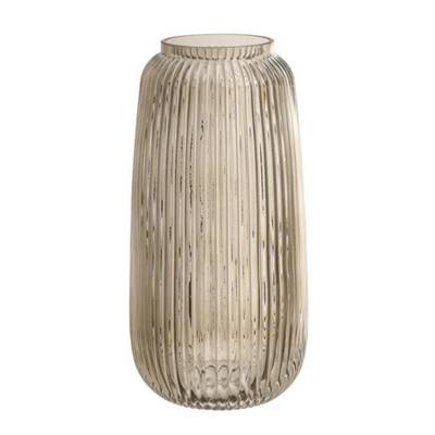 Bouteilla vase en verre fumé strié